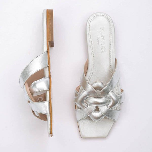 Kunoka SYLVIE flat sandal - Junco Flat Sandal silver