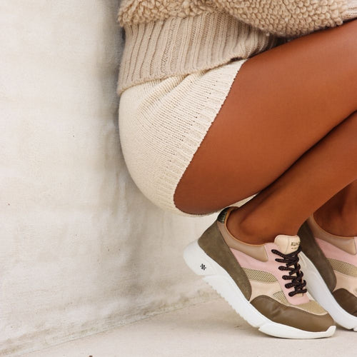 ARI platform sneaker - beige and khaki