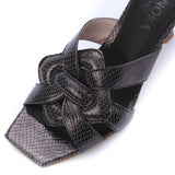 Kunoka CLAIRE high heel sandal - serpent black High Heel Sandal black