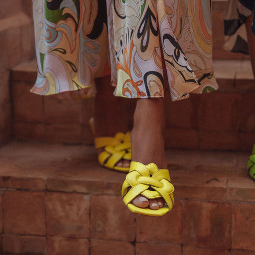 cynthia lemon yellow high heel sandal
