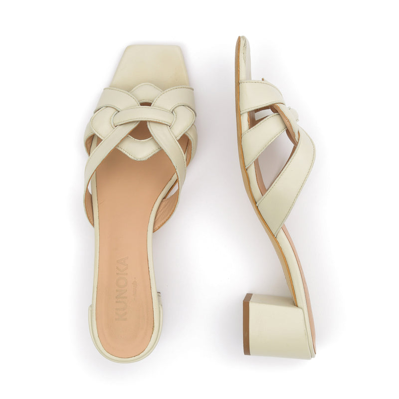 Kunoka MARTINE block heel sandal - off white High Heel Sandal white