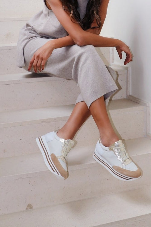 STRIPY platform sneaker - soft beige
