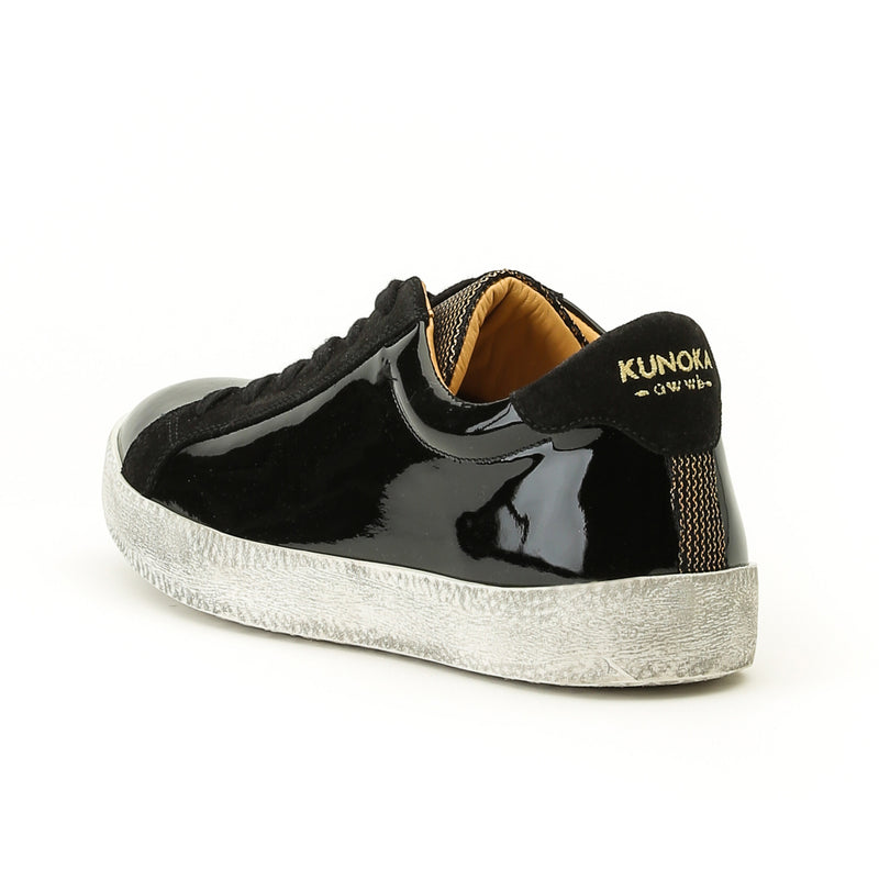 Kunoka ALEX low sneaker - shiny black and gold tongue Low Sneaker black