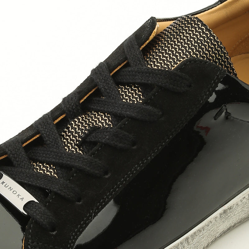 Kunoka ALEX low sneaker - shiny black and gold tongue Low Sneaker black