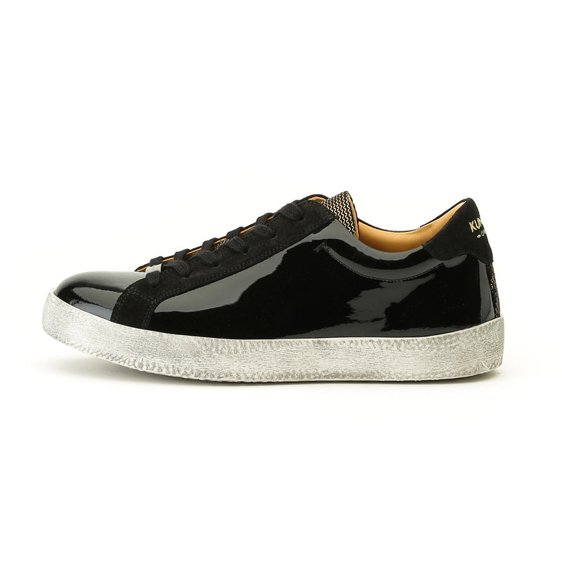 Kunoka ALEX low sneaker - shiny black and gold tongue Low Sneaker black