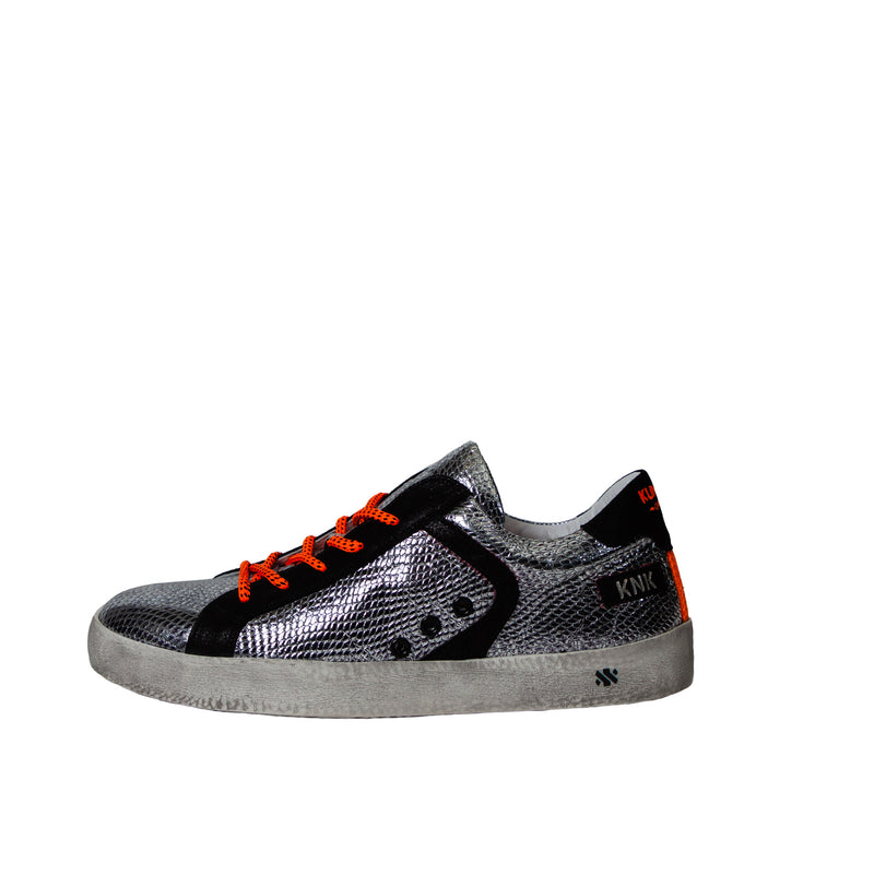 ALEX low sneaker - silver and fluo orange