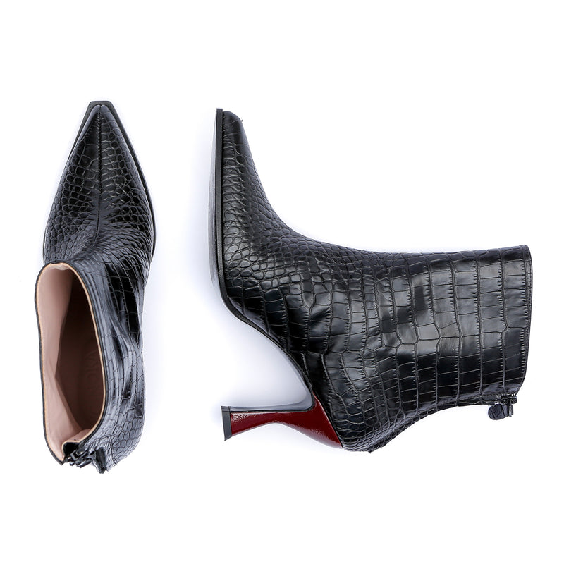 Alixe enkellaarsjes - Croco black