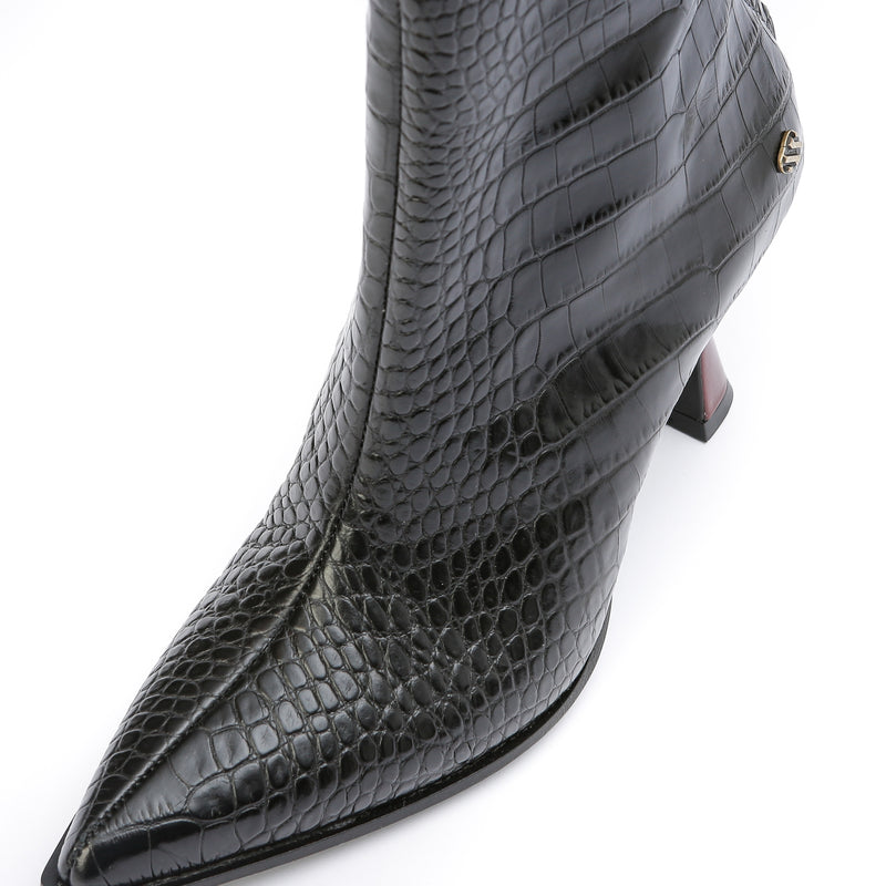 Alixe enkellaarsjes - Croco black