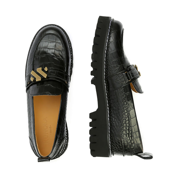 Emmy loafer - Croco zwart