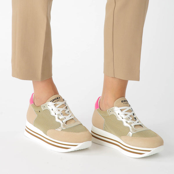 Kunoka STRIPY platform sneaker - Stork Platform Sneaker beige