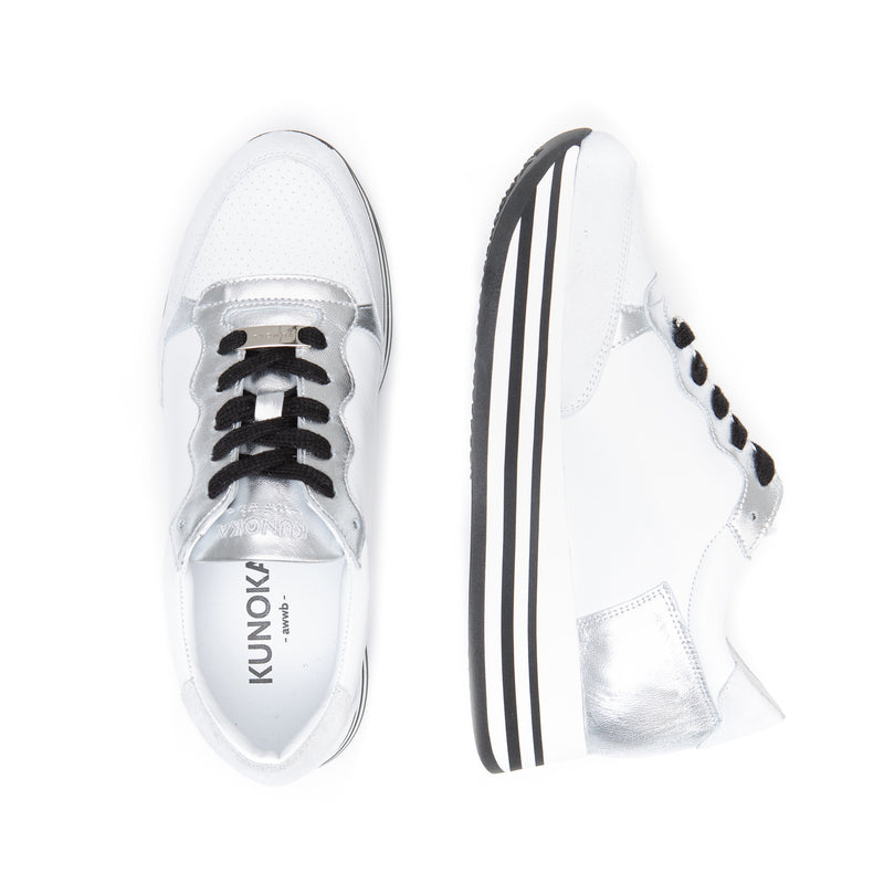 Kunoka STRIPY platform sneaker - silver white Platform Sneaker white