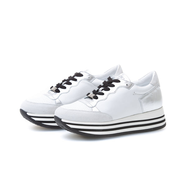 Kunoka STRIPY platform sneaker - silver white Platform Sneaker white