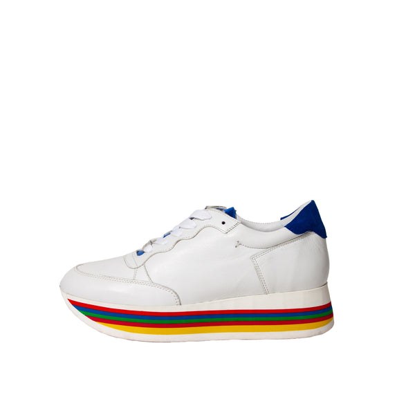 STRIPY platform sneaker - white and rainbow sole