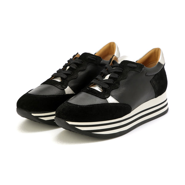 Kunoka STRIPY platform sneaker - black and gold Platform Sneaker black