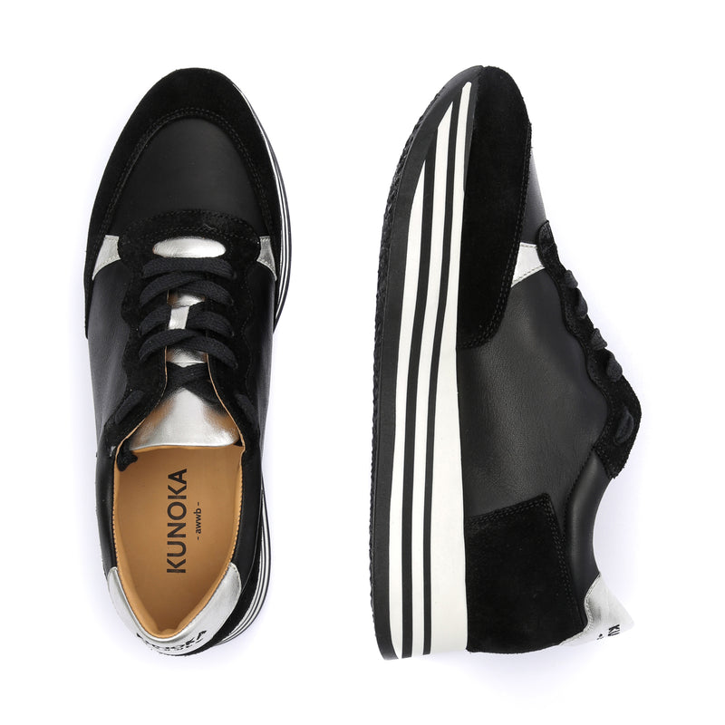 Kunoka STRIPY platform sneaker - black and gold Platform Sneaker black