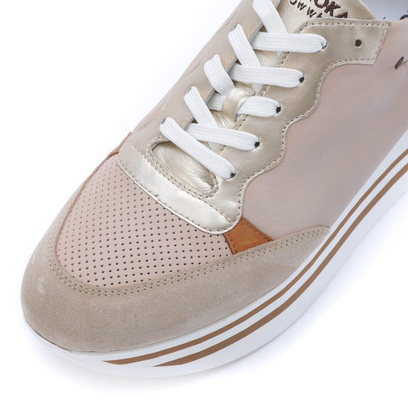Kunoka STRIPY platform sneaker - beige and cuoio Platform Sneaker beige
