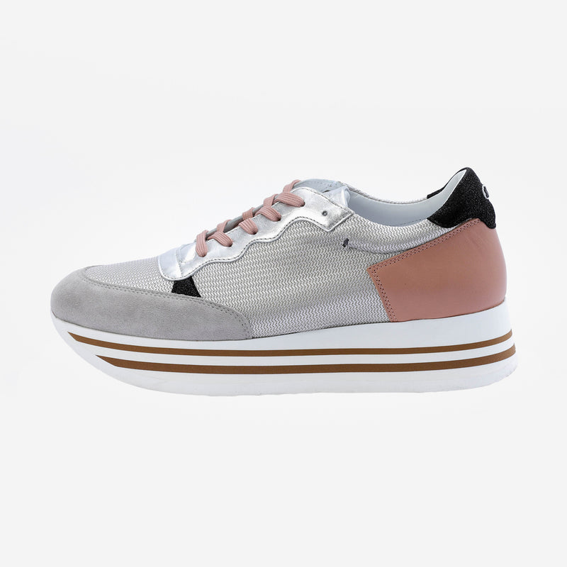 Kunoka STRIPY platform sneaker - grey and pink Platform Sneaker grey
