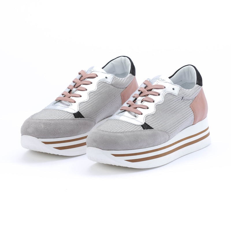 Kunoka STRIPY platform sneaker - grey and pink Platform Sneaker grey
