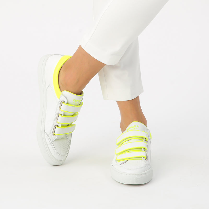 VICTOIRE low sneaker - white/fluo yellow collar