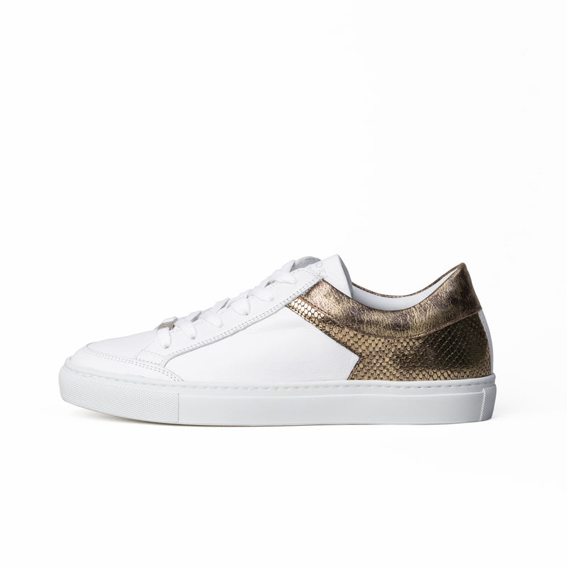 GABRIELLE low sneaker - white/scaly gold