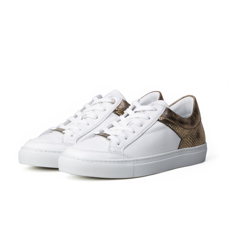 GABRIELLE low sneaker - white/scaly gold